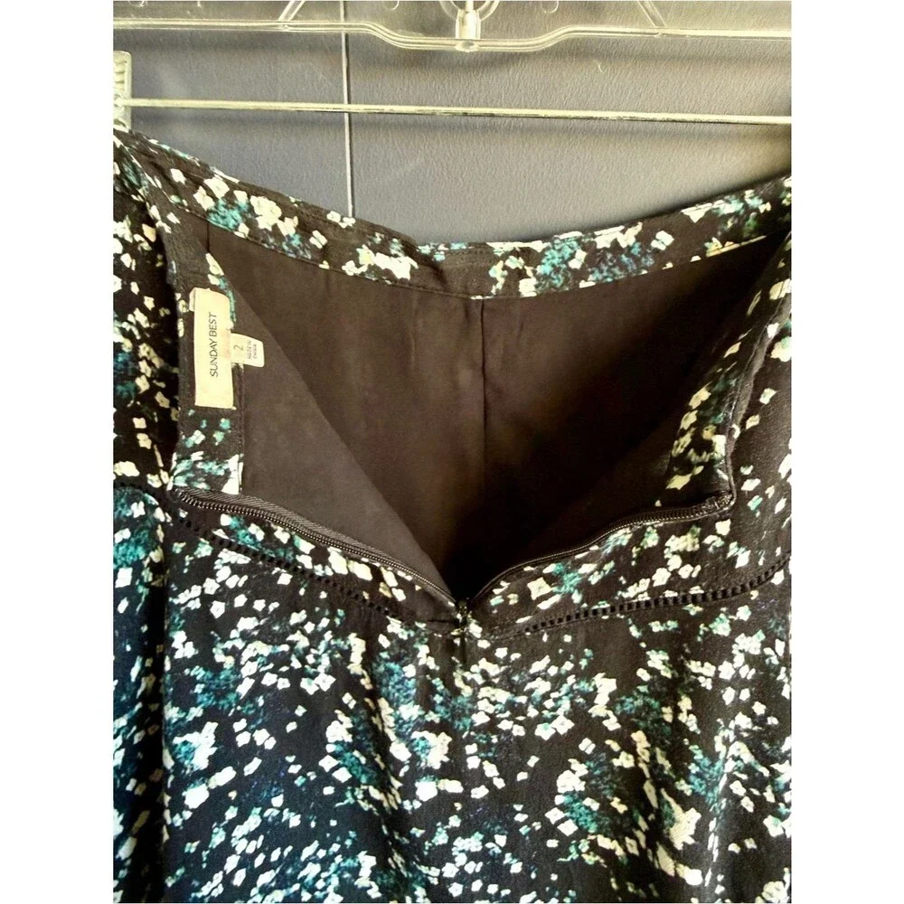 Aritzia Sunday Best Zelda Mini Skirt, Size 2, Black w/ White and Blue Flowers